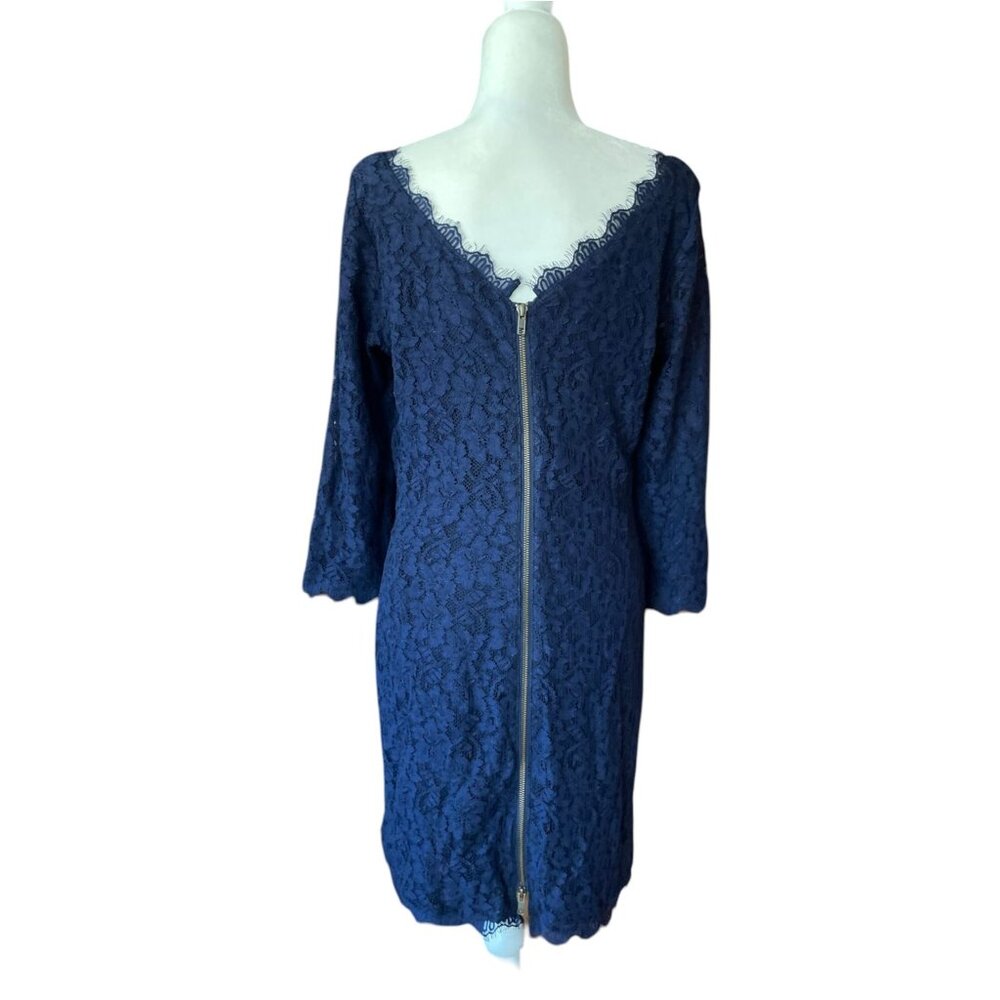 DVF Diane von Furstenberg Zarita Lace Dress in Royal Blue sz 14 Formal Evening - Picture 3 of 16